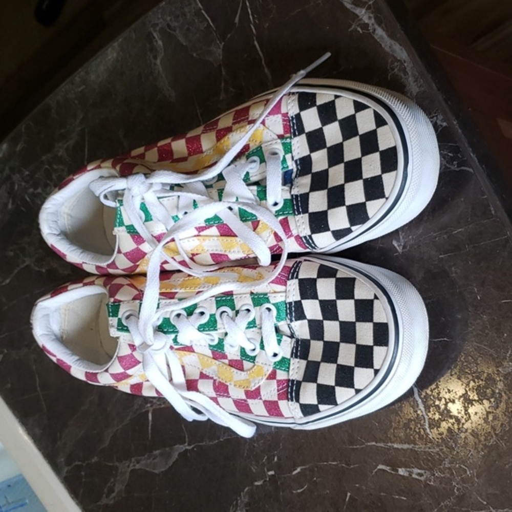 Worn once Vans‎ Glitter Check Old Skool sneakers size 6.5. - Picture 2 of 8